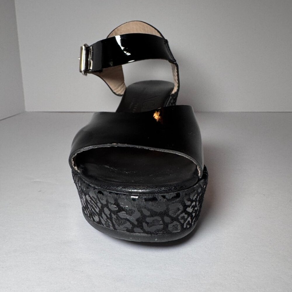 AGL Black Block Heel Patent Leather with Black Leopard Print, size US 6.5 - Picture 3 of 16